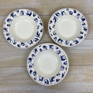 PIER 1 Set of 3 Blue White Teapot Coffee Pot  Bowls Cottage Shabby Appx 8.5"